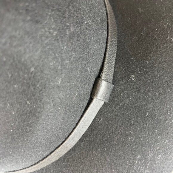 Large Brim Wool Fedora Hat Accented w/Leather Band Trim Black - Picture 10 of 12